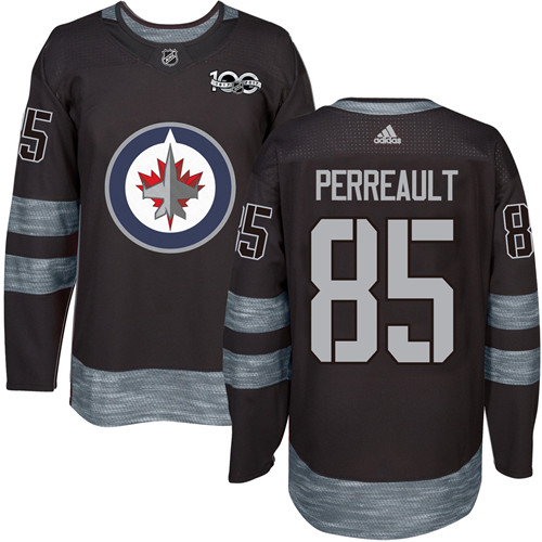 Adidas Jets #85 Mathieu Perreault Black 1917-100th Anniversary Stitched NHL Jersey - Click Image to Close